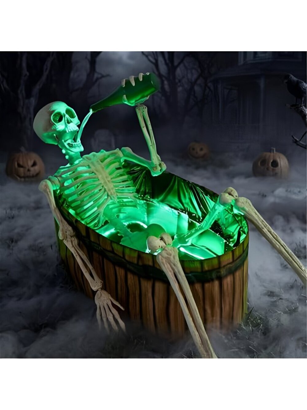 5ft Halloween Animatronic Drinking Skeleton Decorations, Outdoor Haunted
